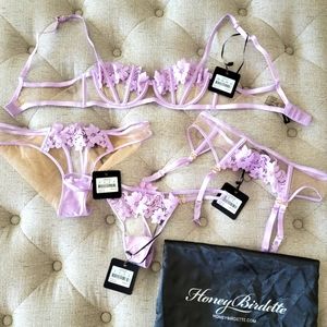 NWT Lilac Honey Birdette lingerie set 34B and small